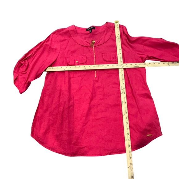 EUC Ellen Tracy Linen Fuchsia Tunic 1 x missing a button on pocket Saks 5th Ave - Picture 4 of 9